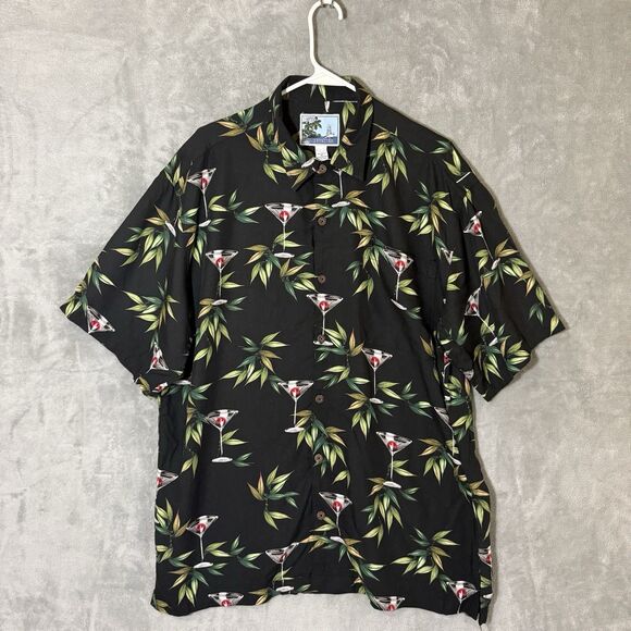 Vintage Aftco Mens Shirt XL Bluewater Martini Hawaiian Beach Vacation Party AOP - Picture 2 of 8